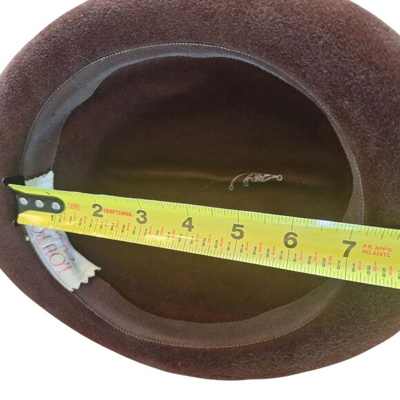 Vintage Made in Italy Wool Hat Elegant Rolled Brim Brown Fedora Corona Lou Fox - Picture 8 of 15